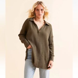 NEW! NWT FREE PEOPLE Travis Tunic Polo in Military Olive Size S